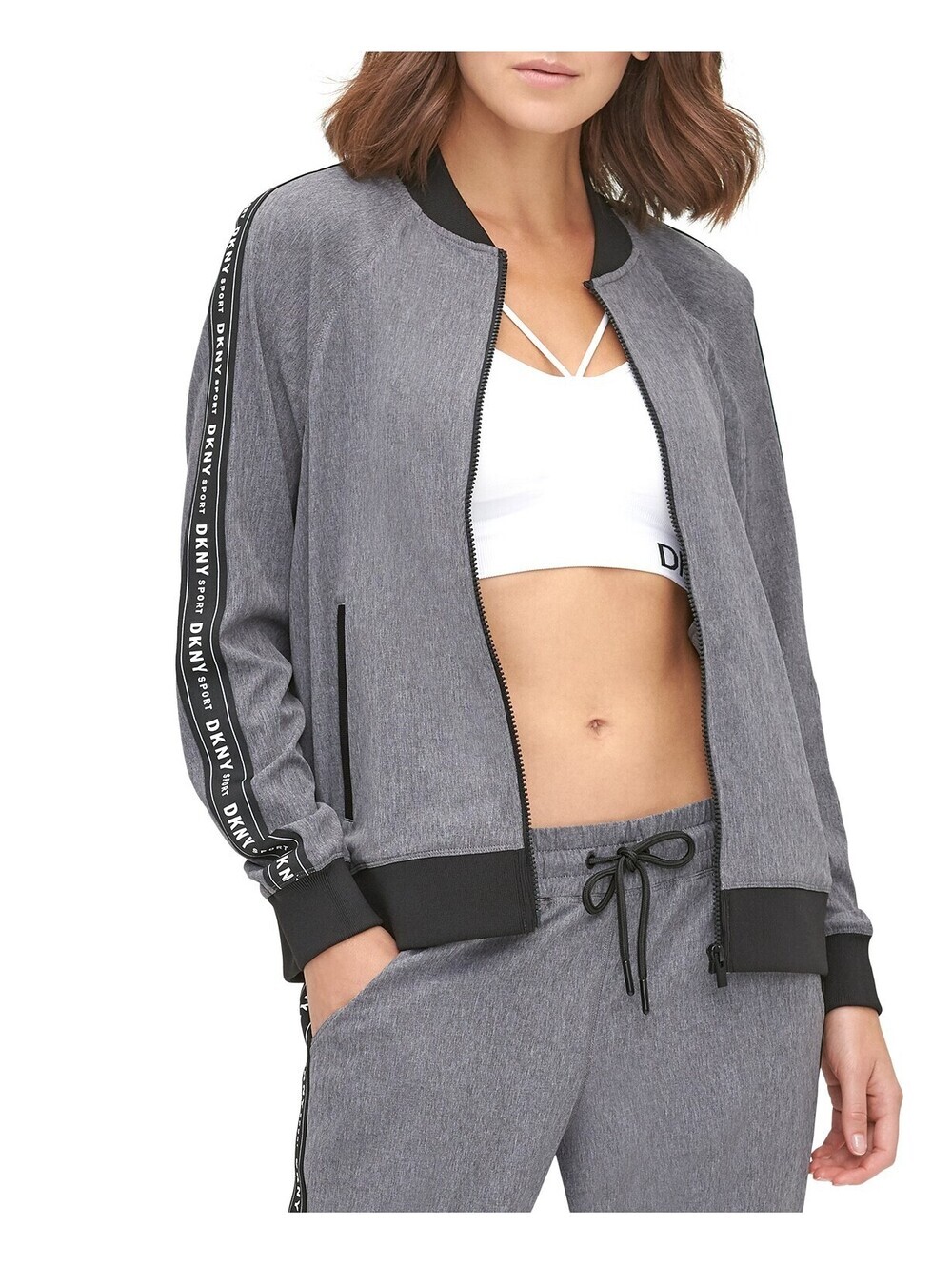 DKNY Womens Sport Perforated Bomber Jacket Size M